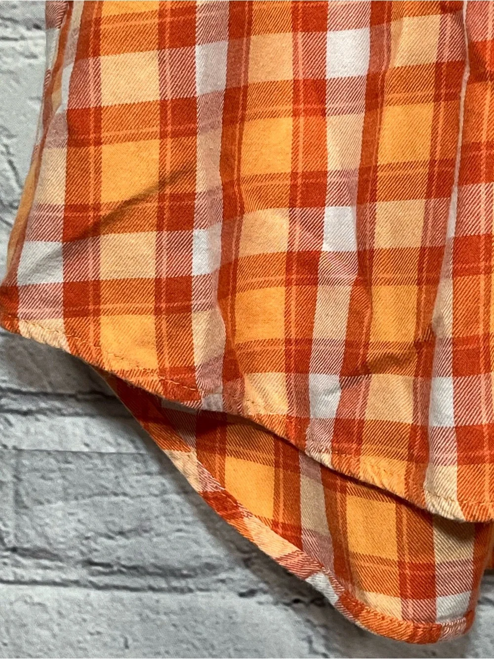 Eddie Bauer Plaid Shirt Womens Size Large Orange Button Up Cuffed Sleeves - Picture 9 of 12